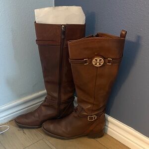 Tory Burch Cognac Leather Tall Riding Boots